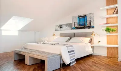 Letto o letti in una camera di Villa Albachiara