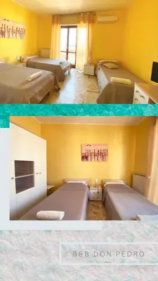 Letto o letti in una camera di Don Pedro Rooms Riposto