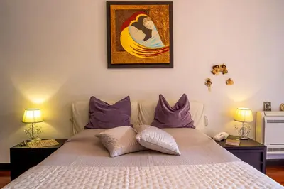 Letto o letti in una camera di Villa Magdalena