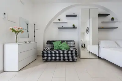 Letto o letti in una camera di Black and White home